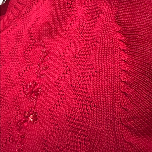 Tabi International Red Sweater with Red Bead/Sequin/Embroidery Embellishment - Picture 7 of 15